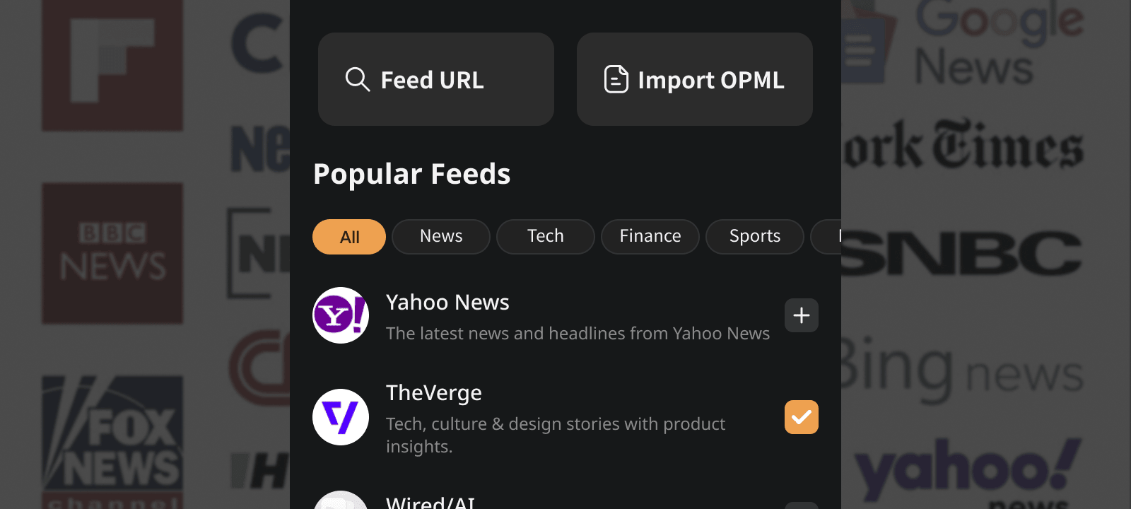 Import RSS feeds into FeedMate